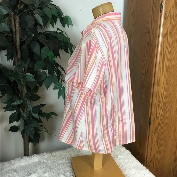 Venezia 18/20 short sleeve stripe button down blouse - Picture 3 of 11